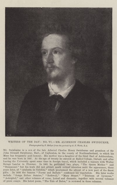 Writers of the Day, Mr. Algernon Charles Swinburne by George Frederick Watts